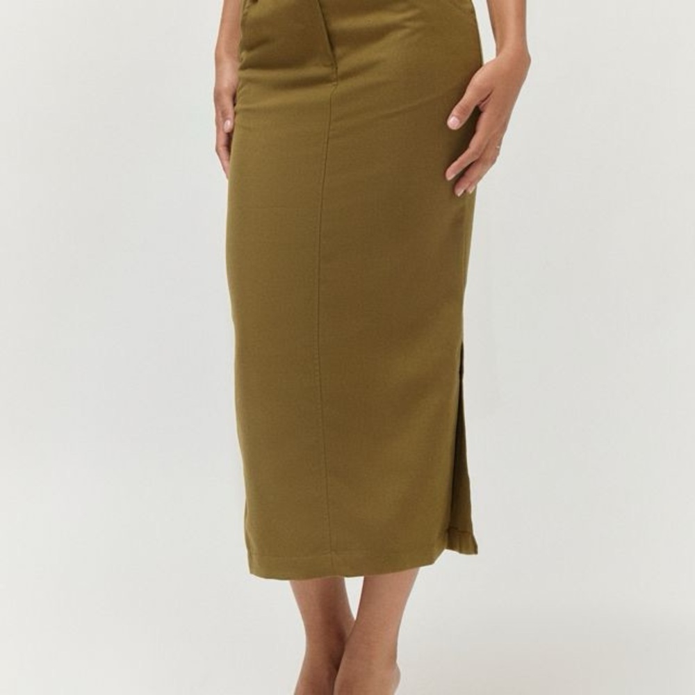 Urban Outfitters Blair Pencil Midi Skirt in Olive Green Size S EUC - Picture 2 of 13